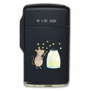 Mr. & Mrs. Panda Feuerzeug Maus Sterne - Schwarz - Geschenk, süße Tiermotive, Tiere, Wunsch, Trä (1-St)