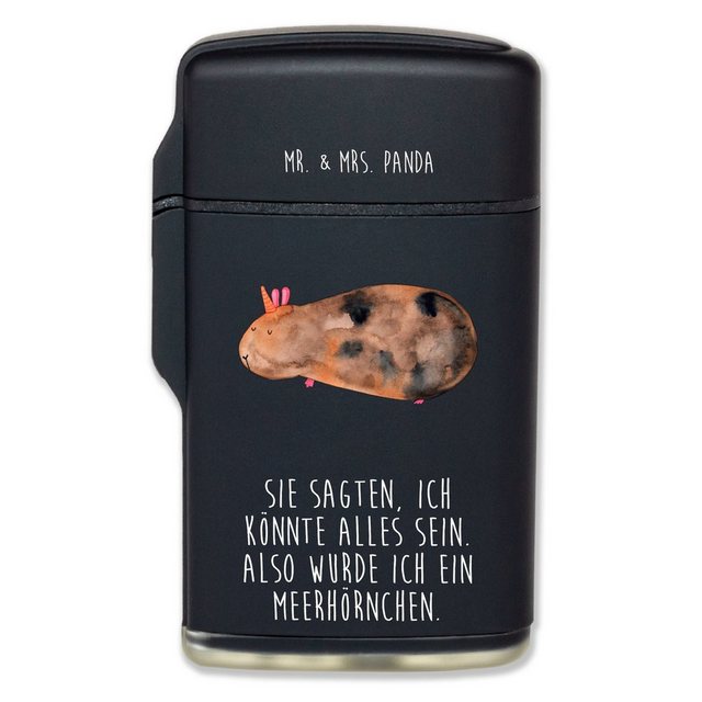 Mr. & Mrs. Panda Feuerzeug Meerhörnchen – Schwarz – Geschenk, Meerschwein, Einhorn, Einhörner, P (1-St)