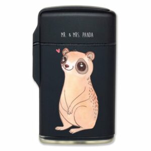 Mr. & Mrs. Panda Feuerzeug Plumplori Glücklich - Schwarz - Geschenk, Tiere, süße Tiermotive, gut (1-St)