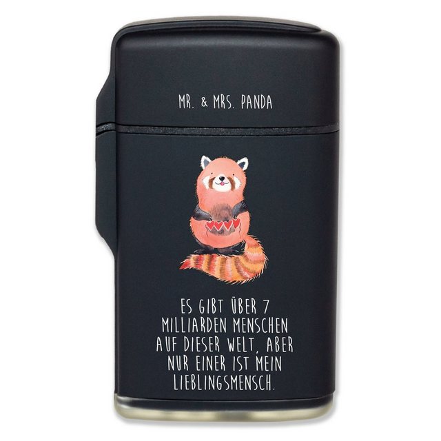Mr. & Mrs. Panda Feuerzeug Roter Panda – Schwarz – Geschenk, Tiere, süße Tiermotive, Herz, Liebl (1-St)