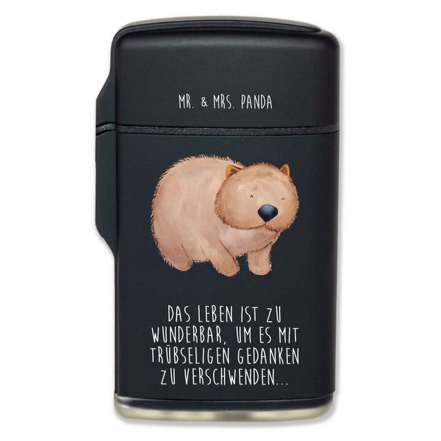 Mr. & Mrs. Panda Feuerzeug Wombat - Schwarz - Geschenk, Das Leben ist schön, süße Tiermotive, Ti (1-St)