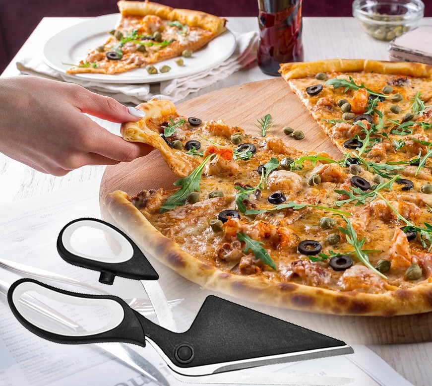 Pizzaschere aus Edelstahl – Griffe mit Silikonbeschichtung – Sauber…