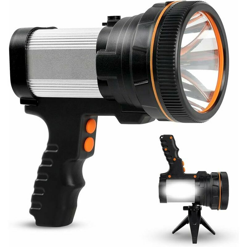 Wiederaufladbare LED-Taschenlampe mit Powertrain-Funktion, Campingbeleuchtung, langlebige Suchscheinwerfer mit Stativ