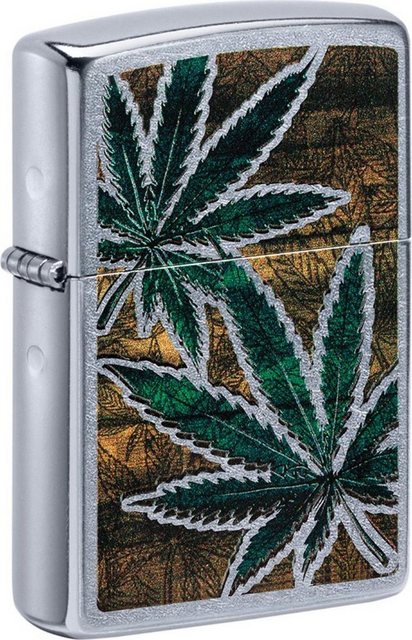 Zippo Feuerzeug ZIPPO Benzinfeuerzeug "Cannabis" in silber / grün