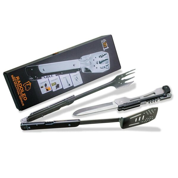 RADOLEO® Grill-Multi-Tool GENIUS Grillbesteck 6 Werkzeuge in 1 - Ed...