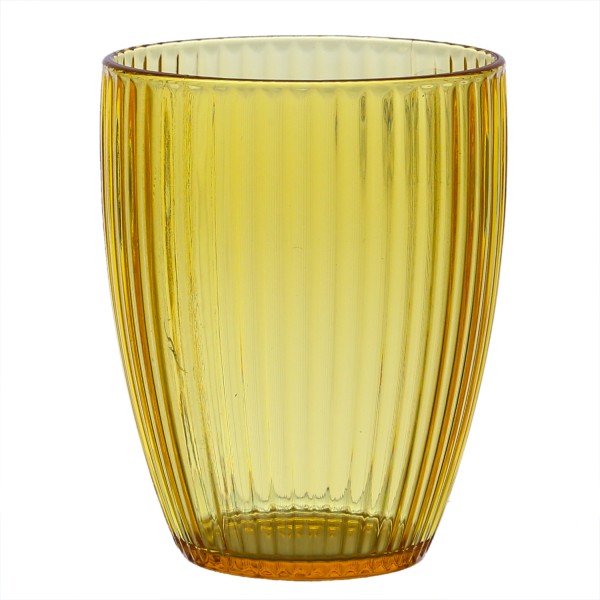 Trinkglas – Becher – Kunststoff – 430ml – mit Rillen – gelb