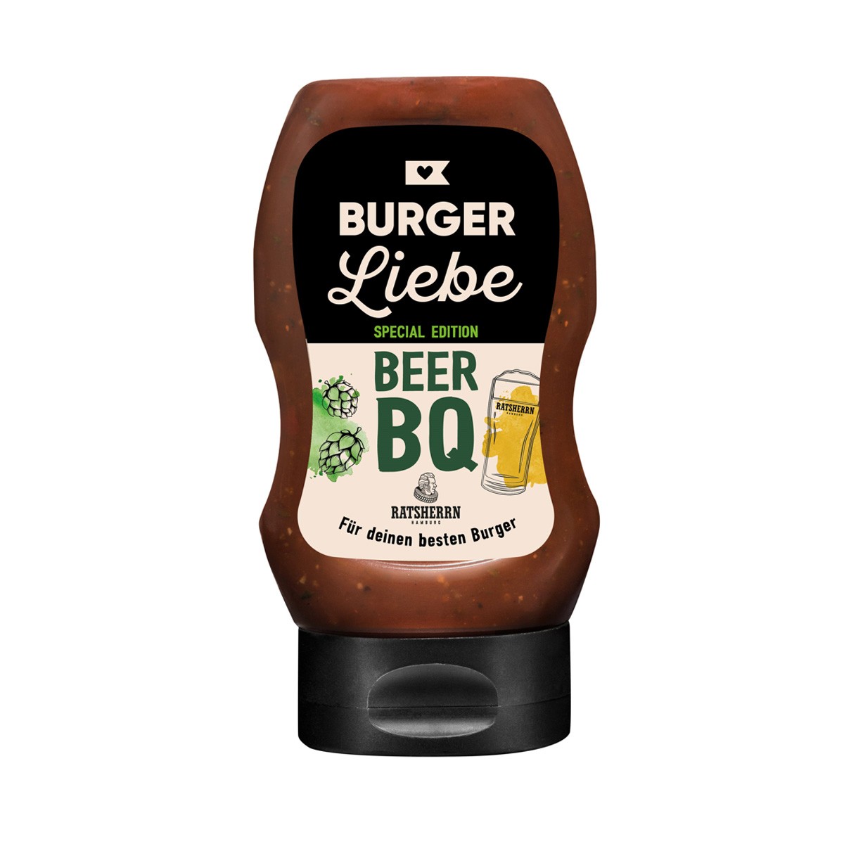 BURGER LIEBE Burgersoße – BeerBQ – 300ml- vegan – ohne Konservierun…