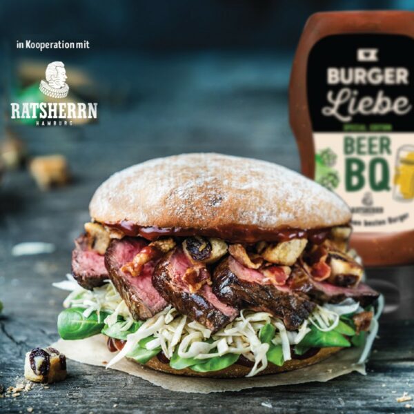BURGER LIEBE Burgersoße - BeerBQ - 300ml- vegan - ohne Konservierun...