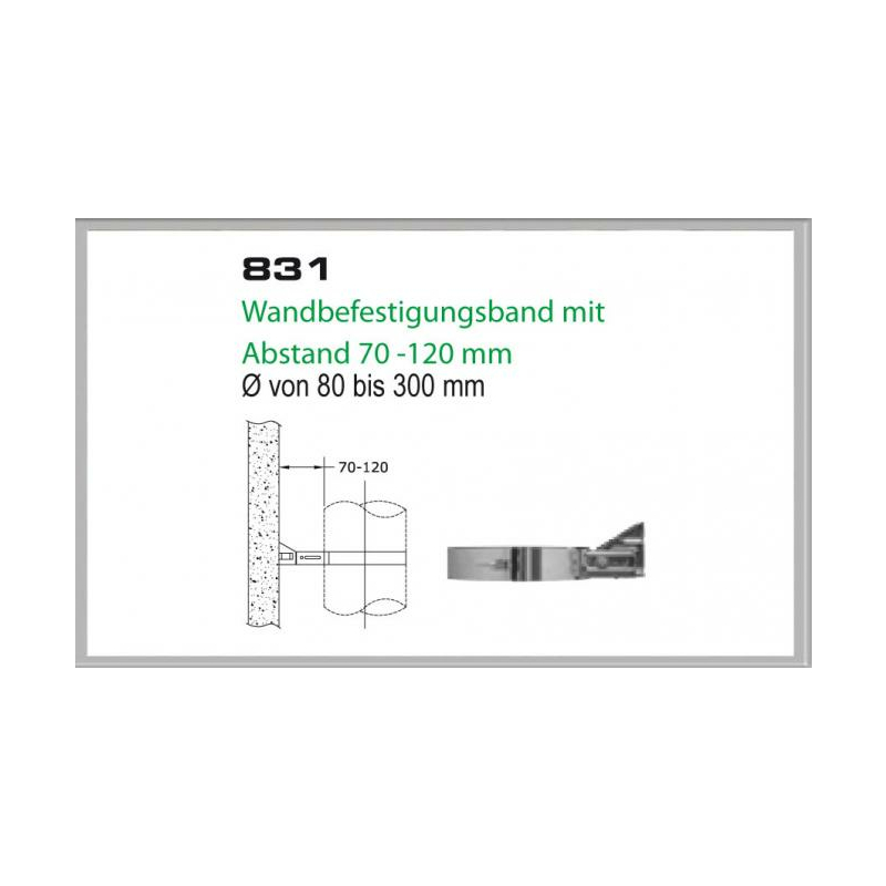 831/DN130 DW Wandbefestigungsband mit Abstand 70-120 mm Dinak