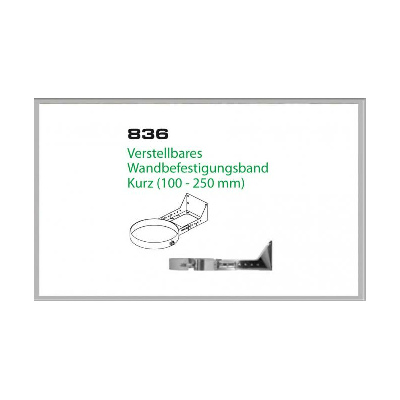 836/DN180 DW6 Verstellbares Wandbefestigungs band kurz 100-250 mm Dinak