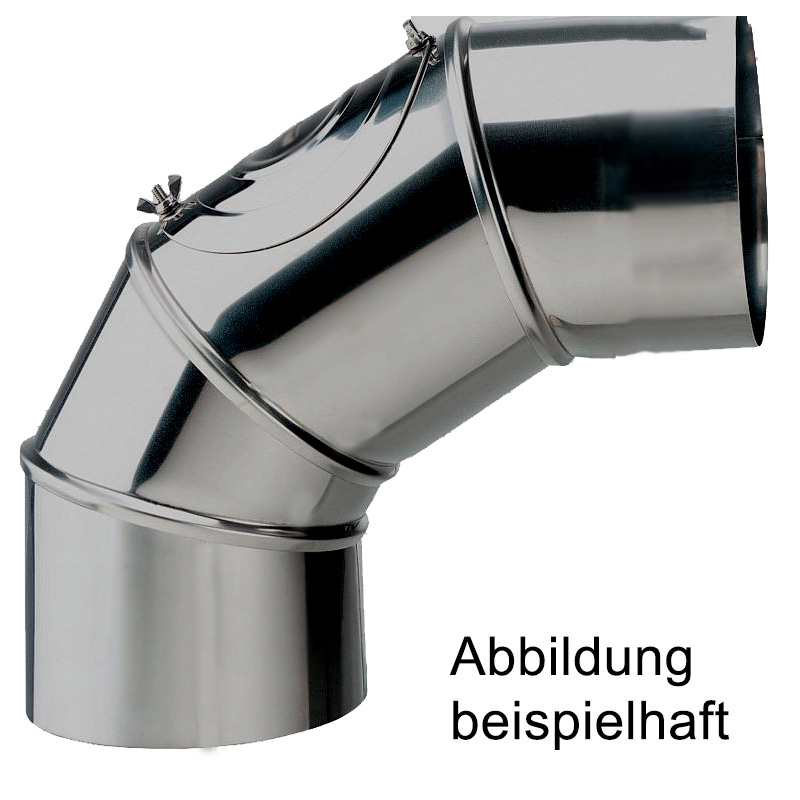 Raab Alkon Edelstahl Rohr DN160mm Bogen mit Tür0-90° verstellbar 4-teilig einwandig. 0,6mm 2. Wahl evtl. Lagerspuren