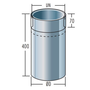 Raab Edelstahl Rohr 180mm mit Doppelwandfutter reduziert auf DN150, 400mm lang einwandig kürzbar. 0,6mm 2. Wahl evtl. Lagerspuren
