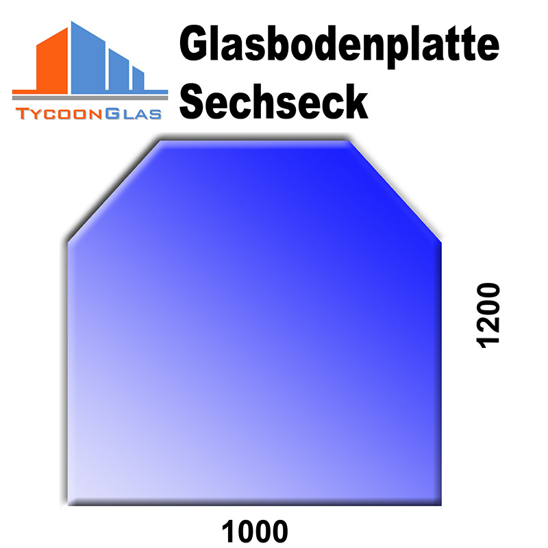 Restposten 48 Glasbodenplatten Sechseck 1000x1200mm 8mm