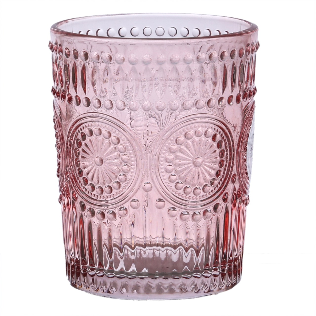 Trinkglas Vintage mit Blumenmuster – Glas – 280ml – H: 10cm – Bohos…