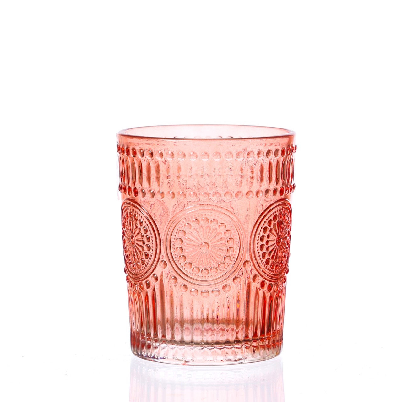 Trinkglas Vintage mit Blumenmuster – Glas – 280ml – H: 10cm – Bohos…