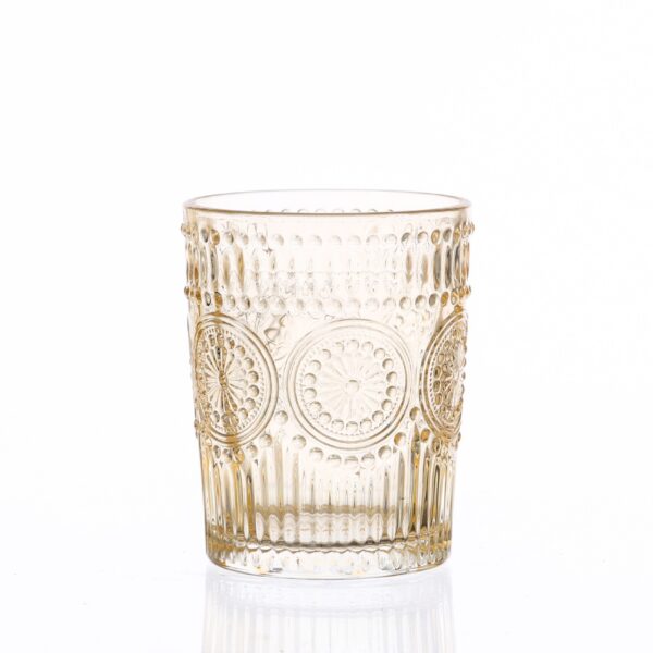 Trinkglas Vintage mit Blumenmuster - Glas - 280ml - H: 10cm - Bohos...