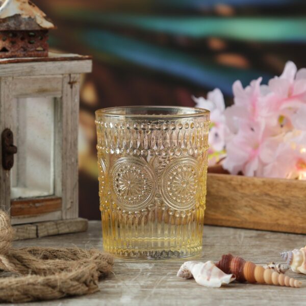 Trinkgläser Vintage mit Blumenmuster - Glas - 280ml - H: 10cm - Boh...