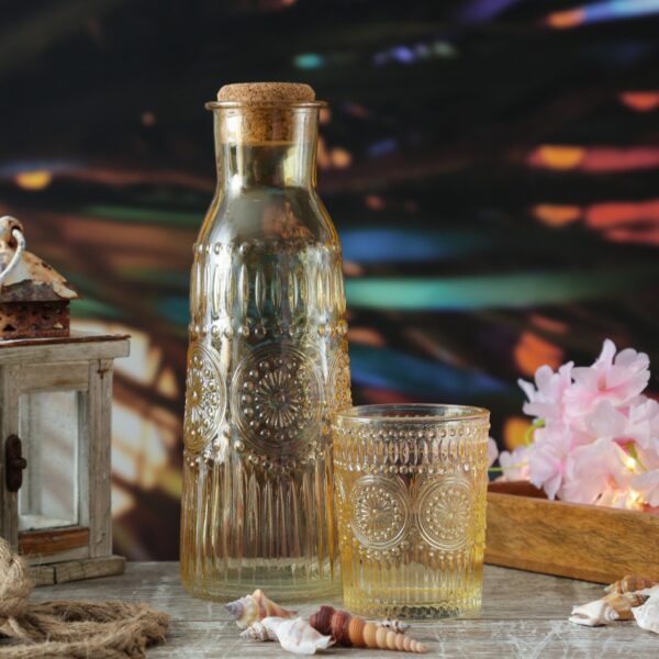 Trinkgläser Vintage mit Blumenmuster - Glas - 280ml - H: 10cm - Boh...